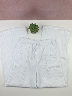 4Our Dreamers Solid White Knit Pants Summer Casual Women Large Beach